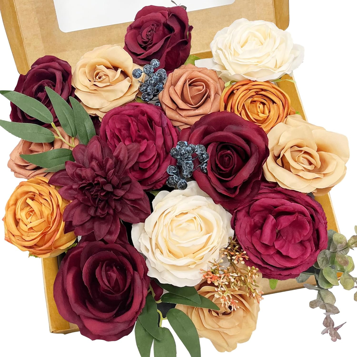 Fake Flowers Combo Box Set Artificial Flowers Bulk Flowers and Greenery