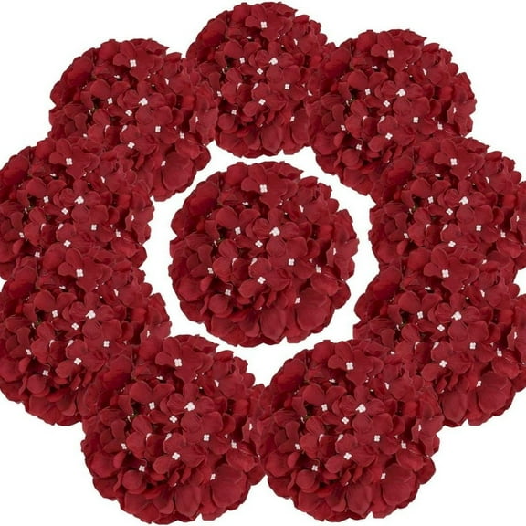 Fake Flowers, Fall Decor - Dienrx Silk Hydrangea Heads Artificial Flowers Heads with Stems for Home Wedding Decor Pack Of 10, Ten Artificial Flowers