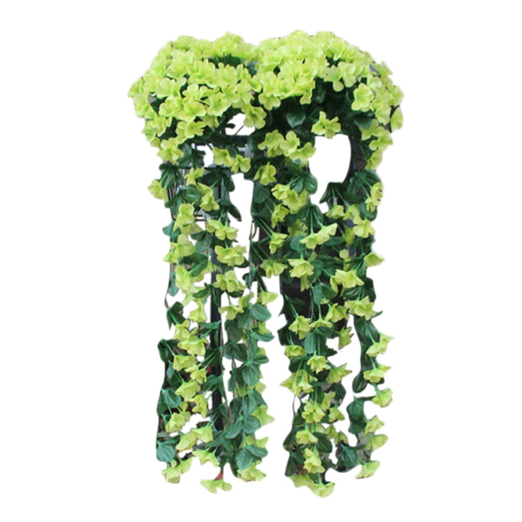 Fake Flowers, Faux Hanging Plants Outdoors, Silk Flowers for Home Decor Indoor Summer Porch Patio Garden Wall (Green/1 Pcs) 33.46Inches