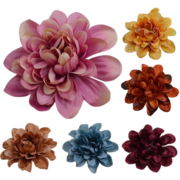 Fake Flowers Heads Artificial Silk Dahlia Flower Head for Wedding Home Decoration DIY Scrapbooking Handmade Craft Accessories Fake Flowers 20pcs 3.94in (Colorful)