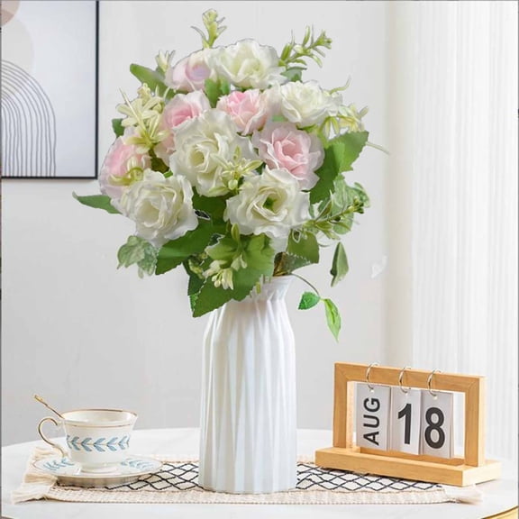 Fake Flowers - High-end Artificial Flowers Diamond Rose Artificial Flowers 5 Forks 10 Mini Roses Home Decoration Plastic Flowers, Hanging Plants
