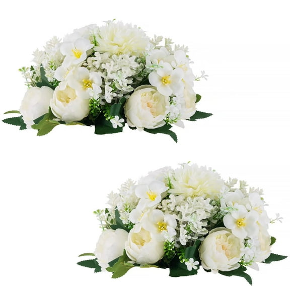 Fake Flowers Kissing Ball for Spring Wedding Centerpieces Set of 2 White Artificial Flower Arrangements