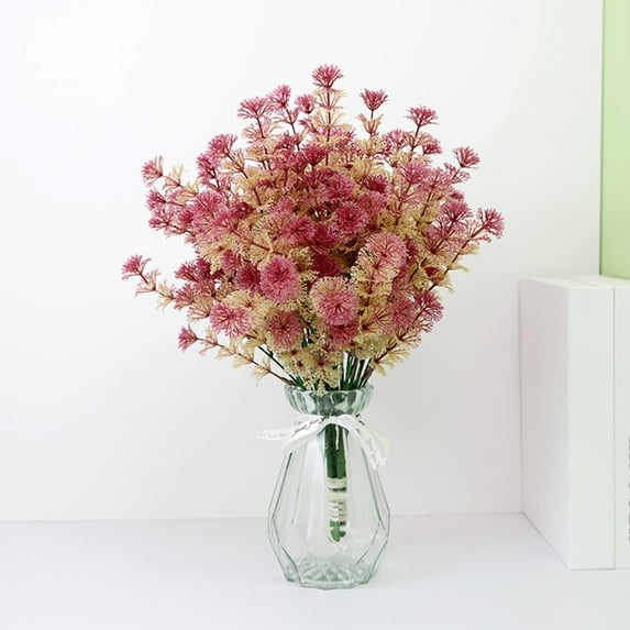 Fake Flowers for Outdoor Decor, UV Resistant Plastic Floral Stems, No Fade Artificial Greenery, Garden Porch Wedding Party Decoration, 7 Branch Bouquet