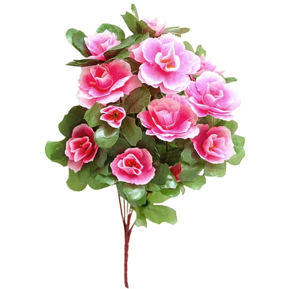 Fake Flowers for Outdoors, Azalea Artificial Flowers Bouquet Silk Flowers Spring Faux Flower Plants for Outdoor Home Patio Garden Porch Wedding Party Decor Gifts,Pink
