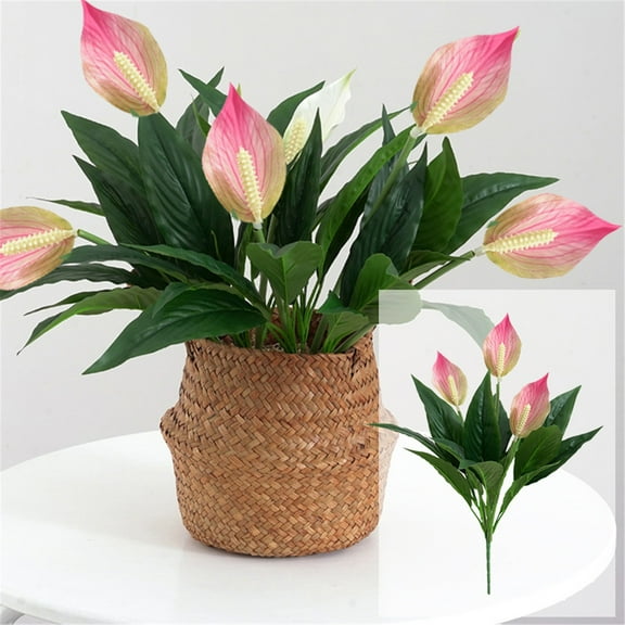 Fake Flowers Promotion Sale! 2Pack Anthurium Artificial Flowers Real Bouquets Realistic Simulation Tropical Anthurium Decorative Silk Flower for Home Floral Arrangements Bouq Home Decor Clearance