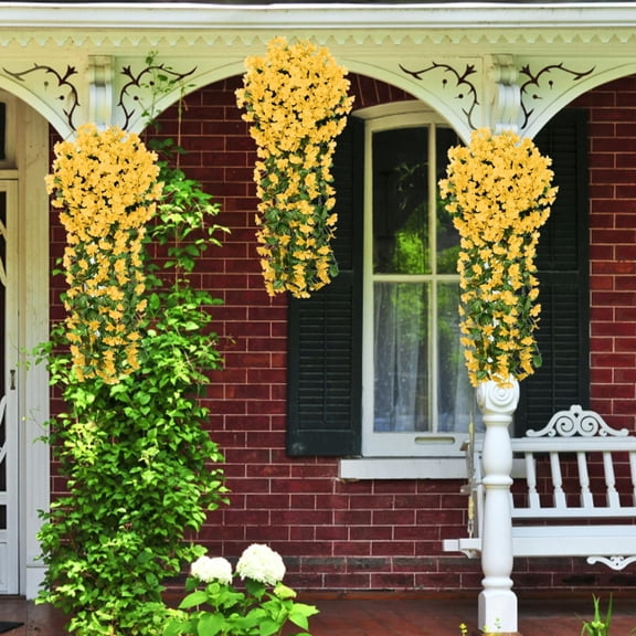 Fake Flowers Promotion Sale! Artificial Orchid Flower Hanging Hanging Wall Bunch Hanging Violet Garland Wisteria Flowers Basket Artificial Artificial Flowers Wooden Flowers, Home Decor Clearance Sale