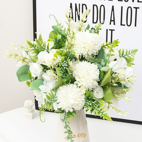 Fake Flowers Promotion Sale! Faux Flowers White Dandelion Combination Bouquet Home Party Wedding Flower Wall Decoration Home Decoration Artificial Flower Hydrangea Plant Arrangement Home Decor