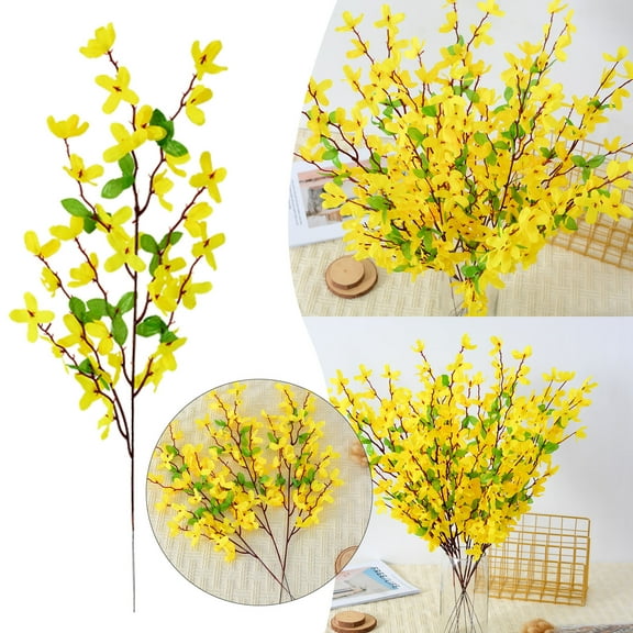 Fake Flowers Promotion Sale! Nomeni 12Pcs Winter Jasmine Red Forsythia Inch Gold Artificial Flower Flower New Chinese Home Wedding Decoration, Home Decor Clearance Sale Yellow