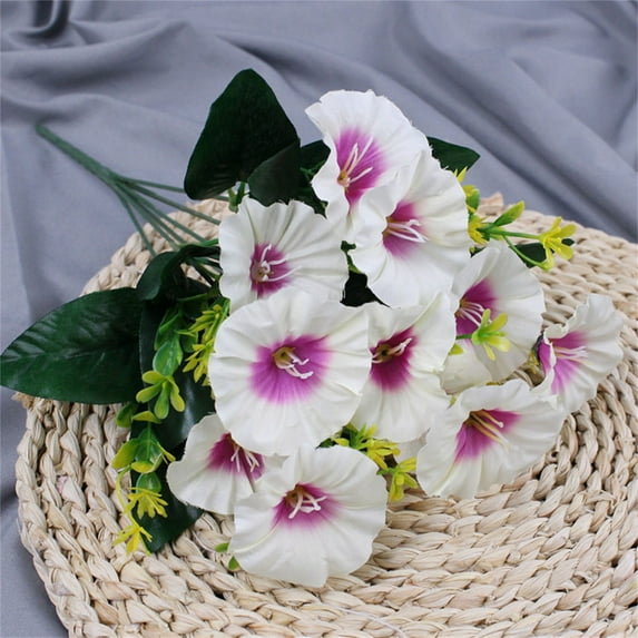 1*Simulation Flower Clearance! Nomeni Morning Glory Trumpet Flower Artificial Flower Purple Heart White, Fake Flowers Promotion Sale!