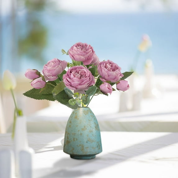 Fake Flowers Promotion Sale! Nomeni Artificial Peony Flowers Simulation Rose Wedding Bouquetss Fake Floral Rose Flower Silk Flower Hand Tied Bouquet Pink, Home Decor Clearance Sale Red