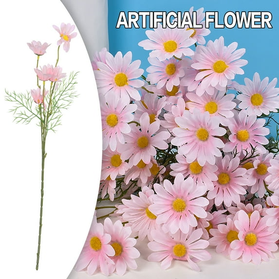 Fake Flowers Promotion Sale! Nomeni Daisy Artificial Latex Real Bride Wedding Bouquet Home Decoration 1 Piece, Home Decor Clearance Sale Pink