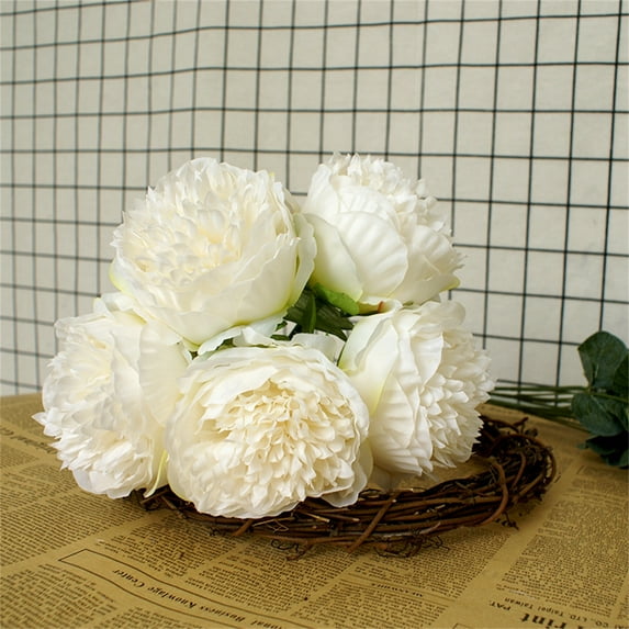 Fake Flowers Promotion Sale! Nomeni Fivehead Peony Letters Put A Bunch of Peony Flowers Home Wedding Props Studio Shooting Flowers, Home Decor Clearance Sale White