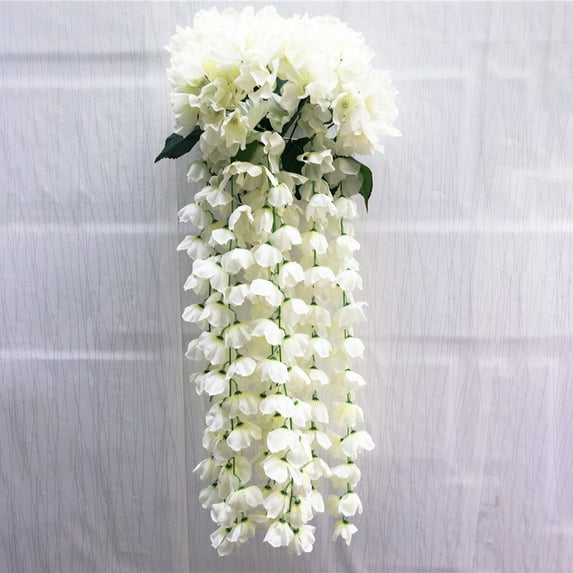Fake Flowers Promotion Sale! Nomeni Hanging Flowers Artificial Violet Flower Wall Wisteria Basket Hanging Garland, Home Decor Clearance Sale White
