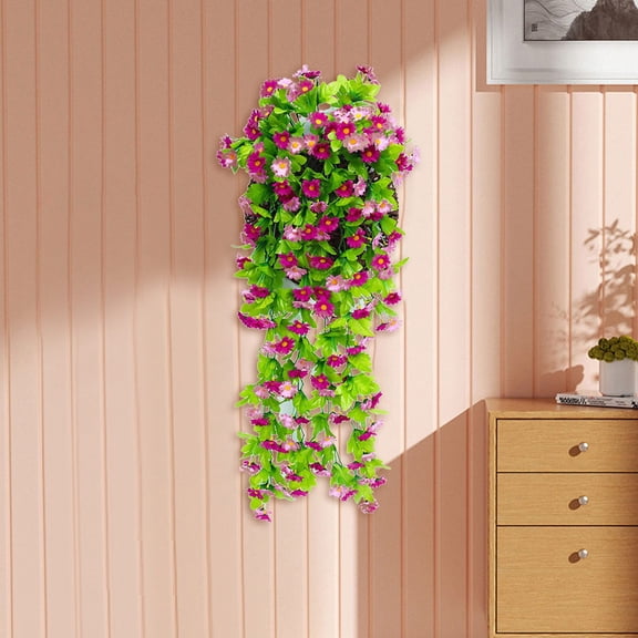 Fake Flowers Promotion Sale! Nomeni Hanging Hanging Basket Bunch Violet Flower Hanging Garland Wisteria Orchid Wall Artificial Flowers Artificial Artificial Flowers, Home Decor Clearance Sale