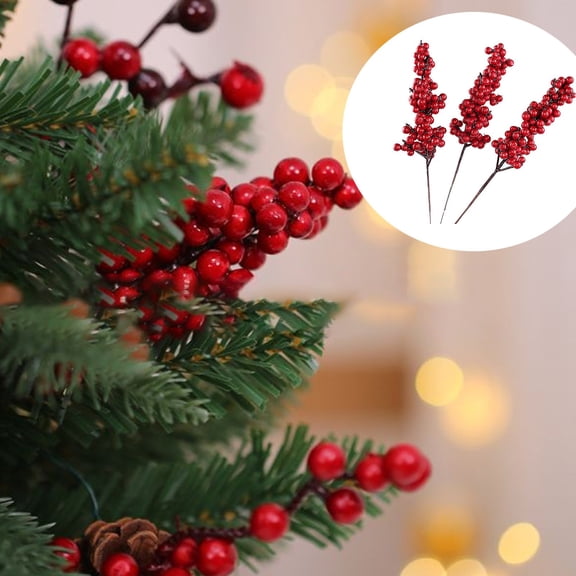 Fake Flowers Promotion Sale! Nomeni Red Fruit String Christmas Tree Decoration Diy Accessories Red Fruit Branch, Home Decor Clearance Sale Red