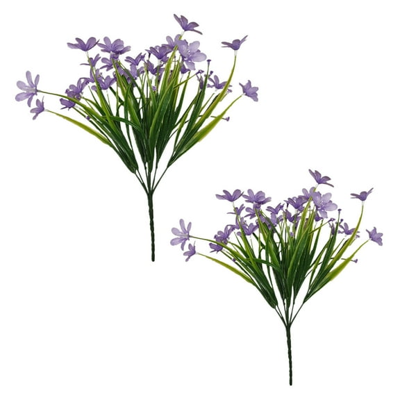 Fake Flowers Purple Orchid Grass Fake Floral 2Pcs Value Pack Double Bush For Reception Table Lining Wedding Decor Realistic Artificial Flowers