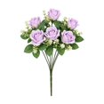 thumbnail image 1 of Fake Flowers Realistic Silkly Rose Bouquet, 7 Stems 12.99 Inch Artificial Faux Flower Arrangement No Fade, Waterproof for Wedding Bridal Bouquets, Photography, Home Centerpieces Decor, 1 of 6