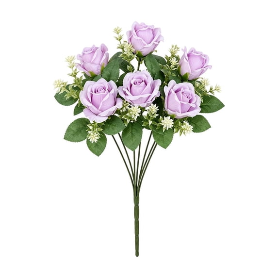 Fake Flowers Realistic Silkly Rose Bouquet, 7 Stems 12.99 Inch Artificial Faux Flower Arrangement No Fade, Waterproof for Wedding Bridal Bouquets, Photography, Home Centerpieces Decor