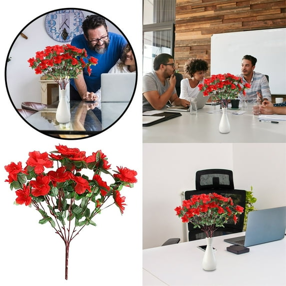 Fake Flowers,Simulation Azaleas Flower Decoration Flower Bed Horticultural Layout Project Inserted Ground Silk Flower Box Shopping Mall Real Estate Scenic Landscaping