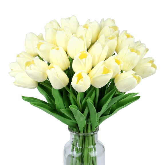 Fake Flowers Tulips Artificial Flower 15pcs Real Touch PU 14" for Spring Easter Home Kitchen Wedding Bouquet Bulk Mother's Gift Day Decorations(Assorted Colors,5)