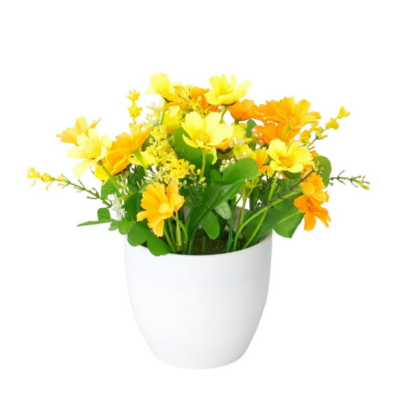 Fake Flowers in Vase, Artificial Plants & Flowers, Fake Potted Daisy, Small Vase With Artificial Flowers, Small Artificial Flowers in Pots, Mini Artificial Potted Plants for Desk Home Office Decor