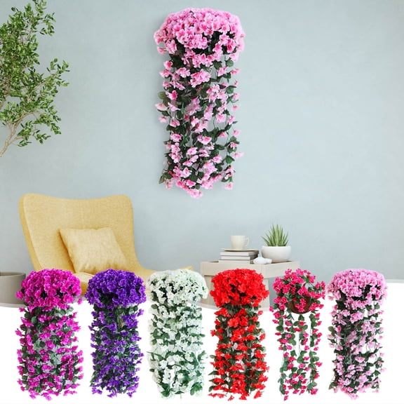 Fake Flowers in Vase, Simulated Rose Bouquets Simulated Flower Wall Hanging Baskets Decorative Landscaping Artificial Flowers Rattan Home Decor Flowers