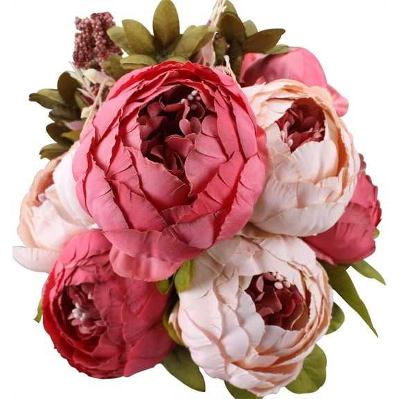 Fake Flowers Vintage Artificial Peony Silk Flowers Wedding Home Decoration, Artificial Peonies Bouquet for Home Centerpieces Decor, Pack of 1