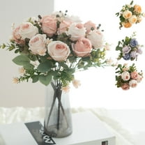 Fake Flowers in Vase, Beautiful Artificial Silk Fake Flowers Wedding Valentines Bouquet Bridal Decor