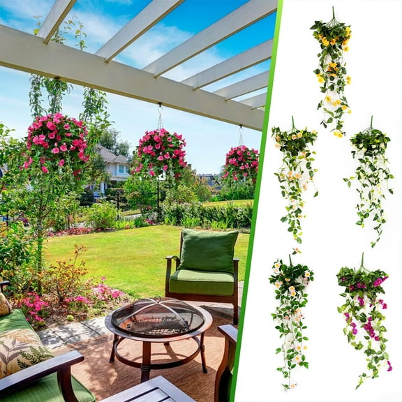 Fake Flowers in Vase, Simulated Flower Artificial Flower Hanging Plant Rose Wall Hanging Plant Indoor Living Room Wall Hanging Plant