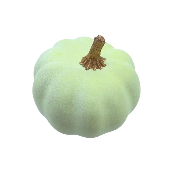 Fake Foam Pumpkin Decoration with Gold Handle for Halloween and Fall Seasonal Displays - Reusable Faux Vegetable Ornament for Restaurant Windows, Party Scenes, and Home Décor(Green)