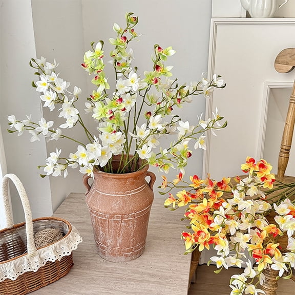 Fake Freesia Flower Stem 29.5 Inch Realistic Artificial Orchid Flower Real Touch Faux Phalaenopsis Branches for Wedding Party Home Decor