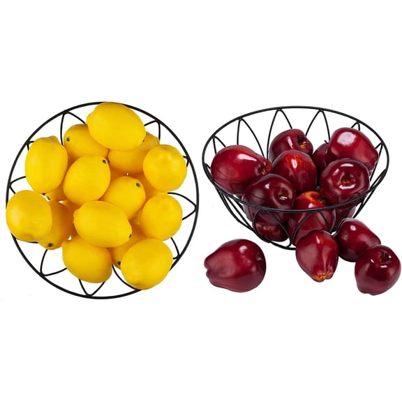 Fake Fruit 16PCS Artificial Red Apples 20PCS Yellow Artificial Lemons