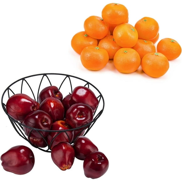Fake Fruit 16PCS Artificial Red Apples and Artificial Oranges