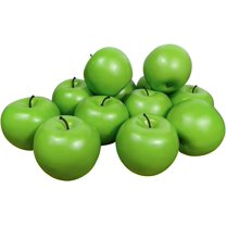 Fake Fruit Artificial Apples for Home Kitchen Table Basket Decoration (Medium Green Apples 12pcs)