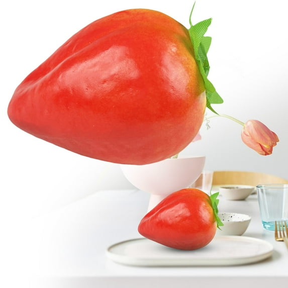 Fake Fruit,Plastic Fruit,1Pcs Decorative Fruit Plastic Fruit Decorations Realistic Limes Fruit Decor for Home Kitchen Table Cabinet Holiday Party Photography Props(Strawberry)