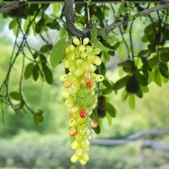 Fake Grapes, 1 Bunches Plastic Fake Fruit, Lifelike Grapes Artificial Simulation Fruits for Wedding Home Kitchen Party Decor Photography Prop, 1 Pcs, 5.11 Inches