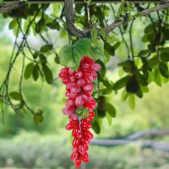 Fake Grapes, 1 Bunches Plastic Fake Fruit, Lifelike Grapes Artificial Simulation Fruits for Wedding Home Kitchen Party Decor Photography Prop, 1 Pcs, 5.11 Inches