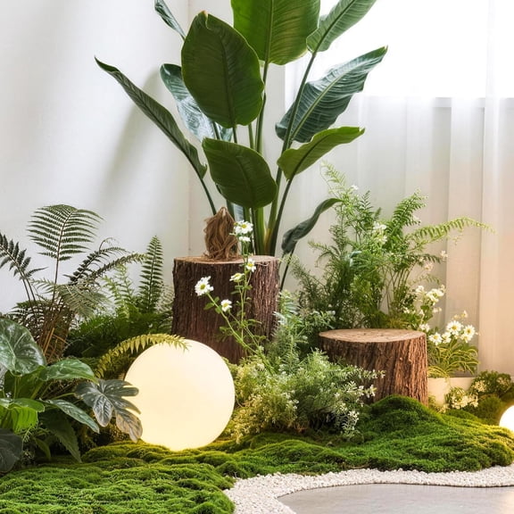 Fake Green Moss for Potted Plants Indoor, Artificial Moss for DIY Crafts, Decorative Faux Grass for Planters, Model Making, Table Centerpieces, Walls, Wedding, Terrariums, Fairy Garden Accessories