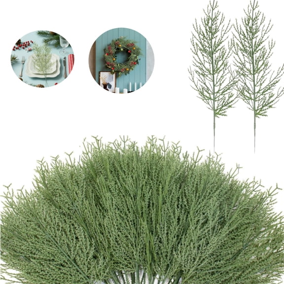 Fake Greenery Plants Pine Sprigs,Artificial Picks Faux Branches,25pack Christmas Greenery Sprigs for Holiday,Xmas,Winter,DIY Home Decorations