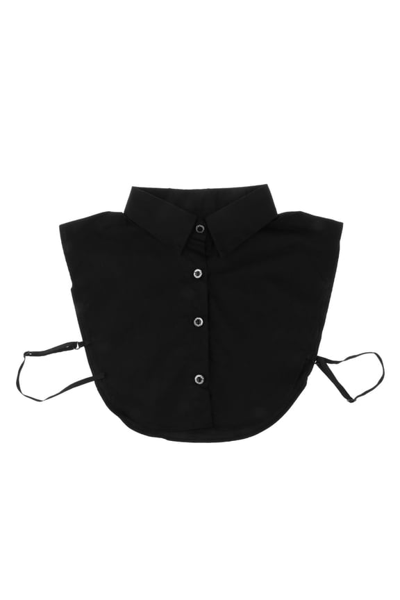 Fake Half Shirt Blouse Vintage Women Peter Pan Detachable Neck Tie 2 - Black, as