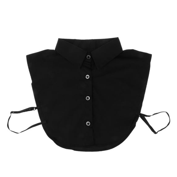 Fake Half Shirt Blouse Vintage Women Peter Pan Detachable Neck Tie 2 - Black, as