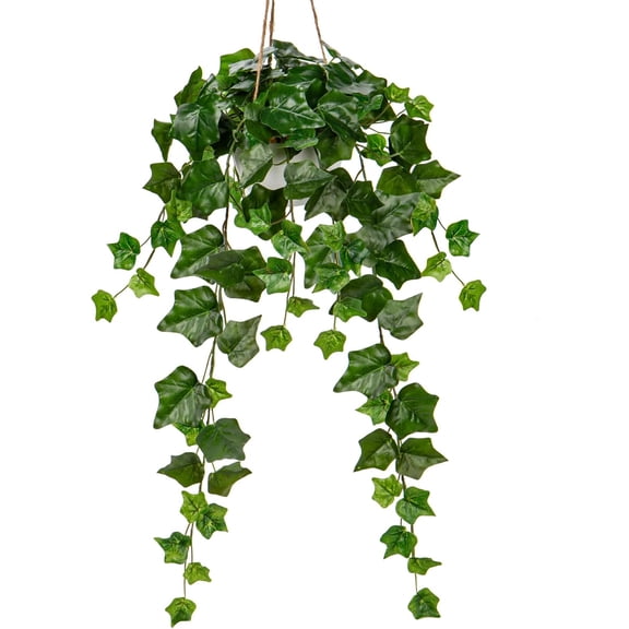 Fake Hanging Plant Greenery Real Touch Sage Ivy Vine Hanging Bush Plants Artificial with Hemp Rope Silk Plants for Home Wall Decor 39.4'' Wedding Ceiling Decoration