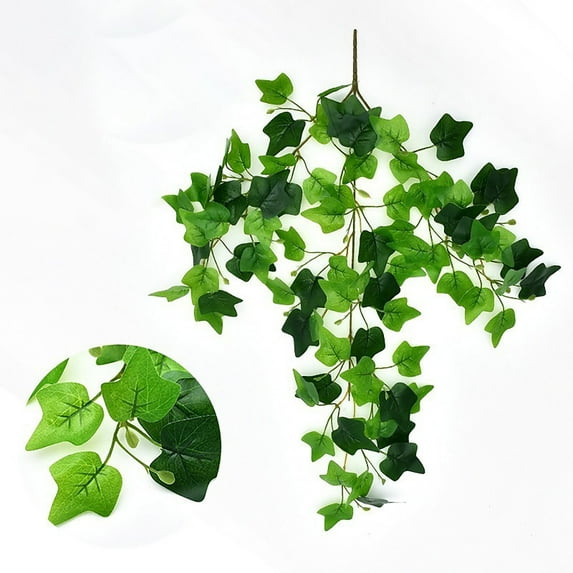 Fake Hanging Plant Indoor Outdoor Small Decor Faux Hanging Vine Plants Wall Greenery for New Home Decor Artificial Green Wall Hanging Plant Home Garden Wall Fence Stairway Wedding Hanging Decor 2Ft