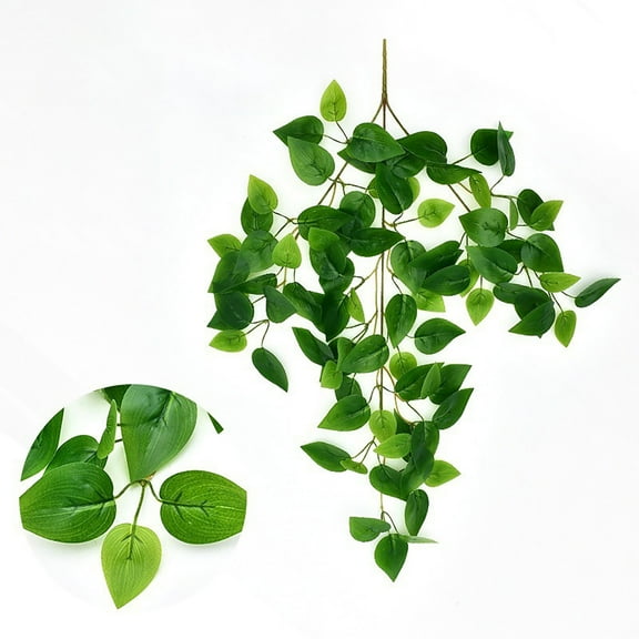 Fake Hanging Plant Indoor Outdoor Small Decor Faux Hanging Vine Plants Wall Greenery for New Home Decor Artificial Green Wall Hanging Plant Home Garden Wall Fence Stairway Wedding Hanging Decor 2Ft