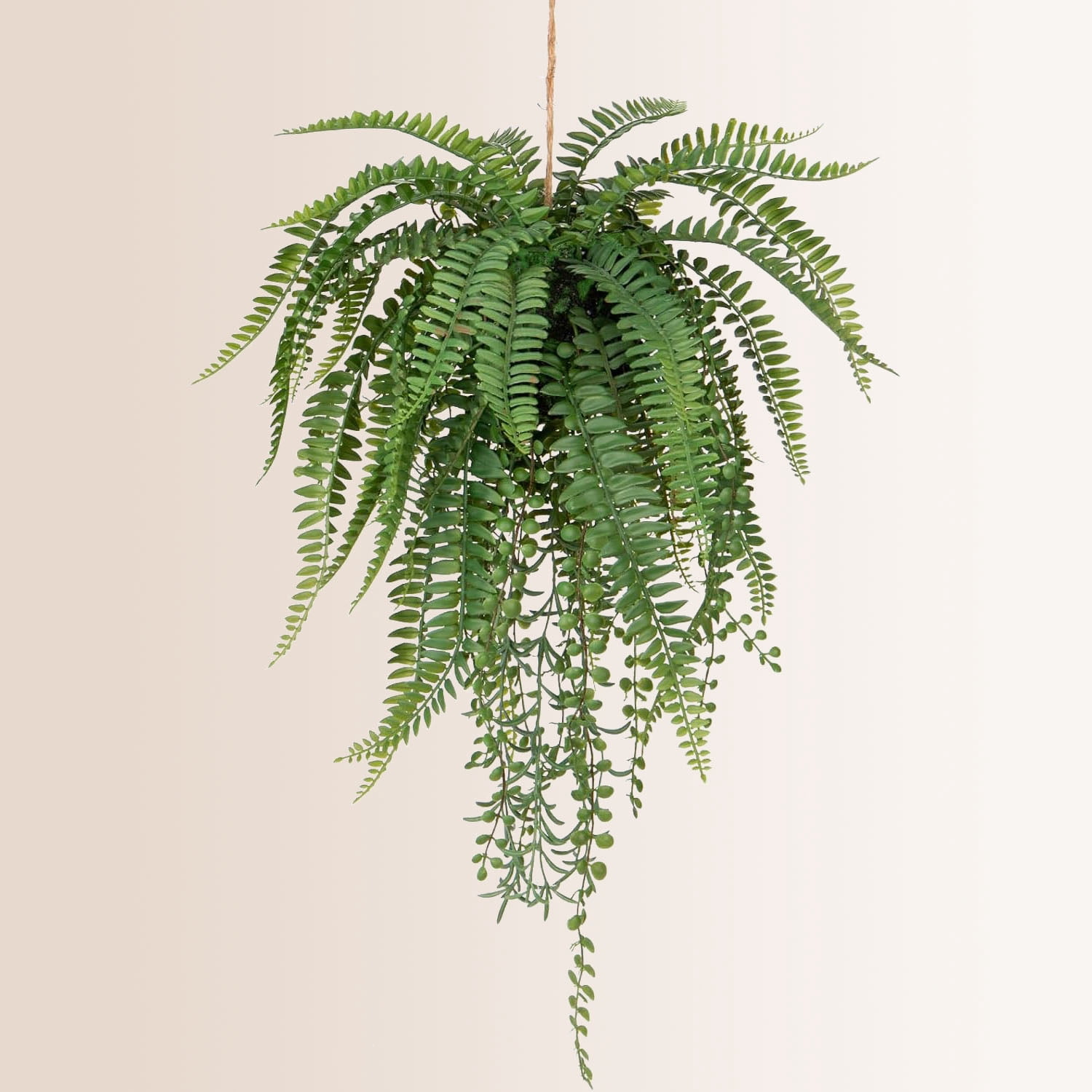 Fake Hanging Plants Mixed Fern Faux Hanging Plants Realistic Fake Plants with Hemp Rope Moss Artificial Hanging Plants Indoor Decor