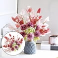 thumbnail image 1 of Fake Hydrangea with Eucalyptus Bouquet Silk Cloth Flower Bunch Artificial Chrysanthemum Ball Faux Silk Mums Flowers for Wedding Bathroom Porch Garden Decor,Purple,Topboutique (Vase NOT Including), 1 of 5