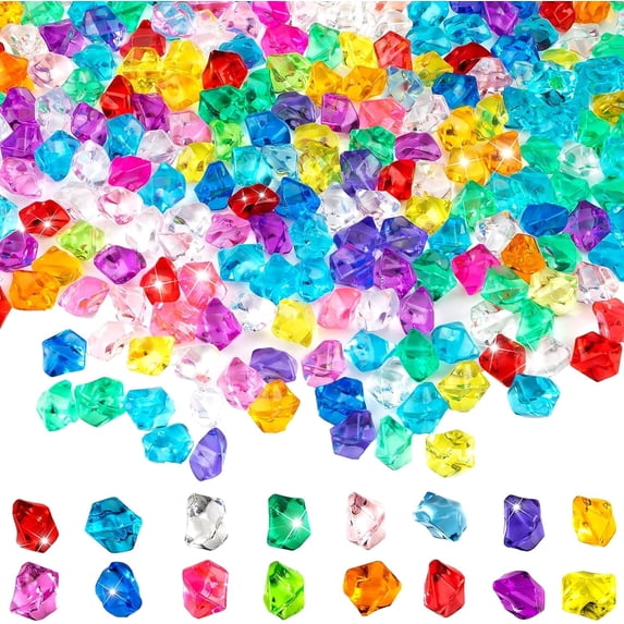 Happon 600 Pcs Acrylic Ice Rocks for Centerpieces, Clear Vase Fillers,Acrylic Fake Crushed Ice Rocks,Fake Crushed Ice Acrylic Vase Fillers Christmas Decorations