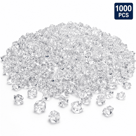 Fake Ice Cubes for Crafts 1000 Pcs,Plastic Crystal Ice Cubes Freezable Reusable - Vases,Party Decor,Weddings,and Crafting Decorative Ice Rocks