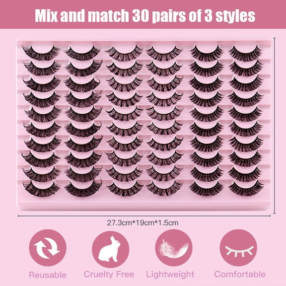 Fake Lashes,Fake Dramatic Fake - Fake 30 Eye Makeup Natural Thick 30 Pairs Fake False Makeup 30 Looks False - Makeupreusable Dramatic - 30 Fake Eye Fake Fake Dramatic Looks Dramatic Thick