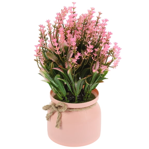 Artificial Lavender Plant in Decorative Pot - Realistic Faux Flower for Office, Home, Desk, and Indoor Decoration